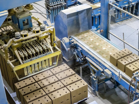 Produktionsanlage bei der Herstellung von Kalksandstein